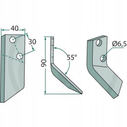 Lenktas peilis silosui pjauti, 4mm storio