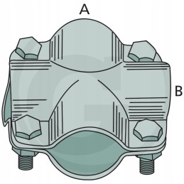 Dviejų dalių skersinis spaustukas 1 34 mm, 4 skersmenys