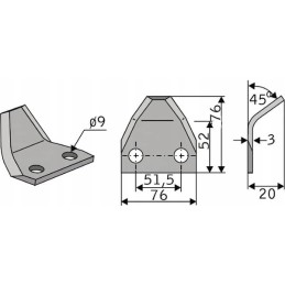 Tiekimo vagono ašmenys 76x76x3mm Marmix Strautmann FM13145
