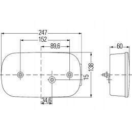Stačiakampis dešinysis kombinuotas galinis žibintas 12v