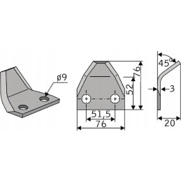 Tiekimo vagono ašmenys 76x76x3 mm tinka Marmix Strautma