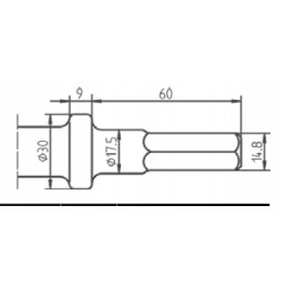 Šakės ašmenų šešiakampis 14 8 fi 17 5 x 60 l410 mm