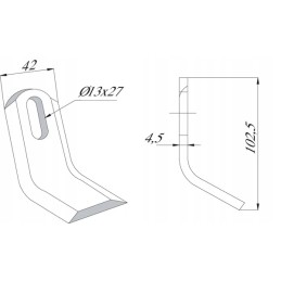 Dešinysis peilis 42x103 mm didelis mot