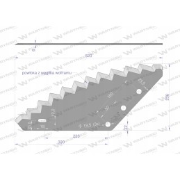 Tiekimo vagono peilis 19 5mm, Warynski volframo karbidas