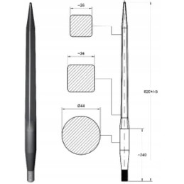Krautuvas tiesus kvadratinis profilis 44x820 mm