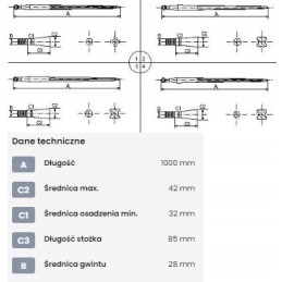 Krautuvas tiesus profilis, dvigubas t 42x1000 mm