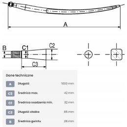Krautuvas tiesus profilis, dvigubas t 42x1000 mm