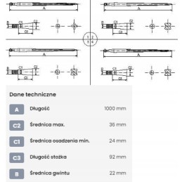 Krautuvas tiesus profilis, dvigubas t 36x1000 mm