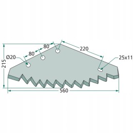 Tiekimo vagono peilis 560x215x6 5mm mutti rollerfeed