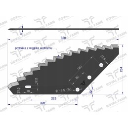 Universalus padavimo vagono peilis, 19-5 mm skylė, karbidas
