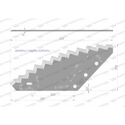 Universalus padavimo vagono peilis, 19-5 mm skylė, karbidas