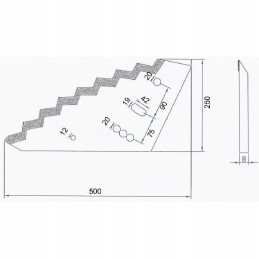 Fm01625 pašarų vagono ašmenys 500x250x8 mm tinka Mayer
