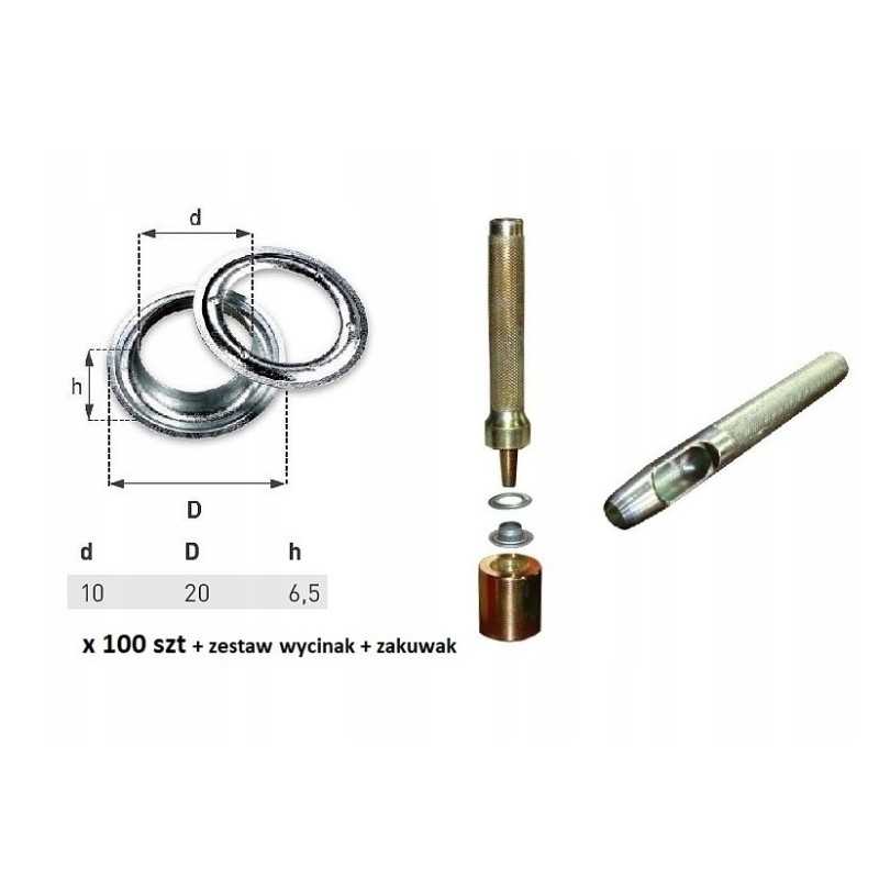 Nerūdijančio plieno ąselės, 100 vnt, skersmuo 10, gofruotojas ir pjaustytuvas