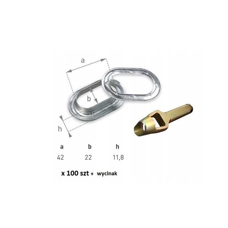 100 kilpelių tentui 42x22 išpjova