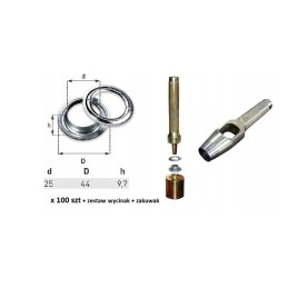 100 vnt kilpelių brezentui, skersmuo 25, gofruotojas ir pjaustytuvas