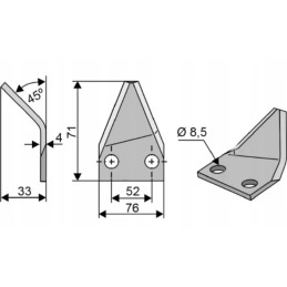 Fm19168 pašarų vagono peilis, dešinysis, seko
