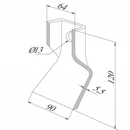 Plaktuvo peilis 90x120 mm gofruotas
