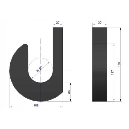 Plieninis krautuvo kaušo kablys, fi 50, motogeneric
