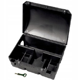 Žiurkių gaudyklė su atmosferos poveikiui atspariu masalu