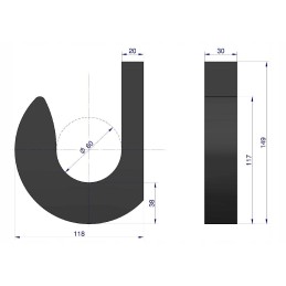 Plieninis krautuvo kaušo kablys, fi 60, motogeneric