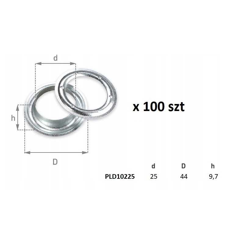 Aselė tentui, tento kilpos, skersmuo 25, 100 vnt