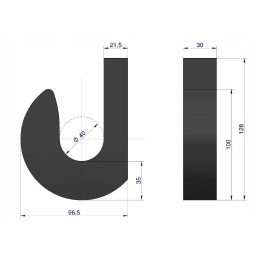 Plieninis krautuvo kaušo kablys, fi 40, motogeneric