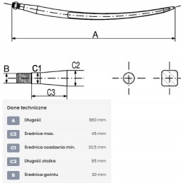 Krautuvo fiksatorius, išlenktas, uždaromas kvadratinis profilis
