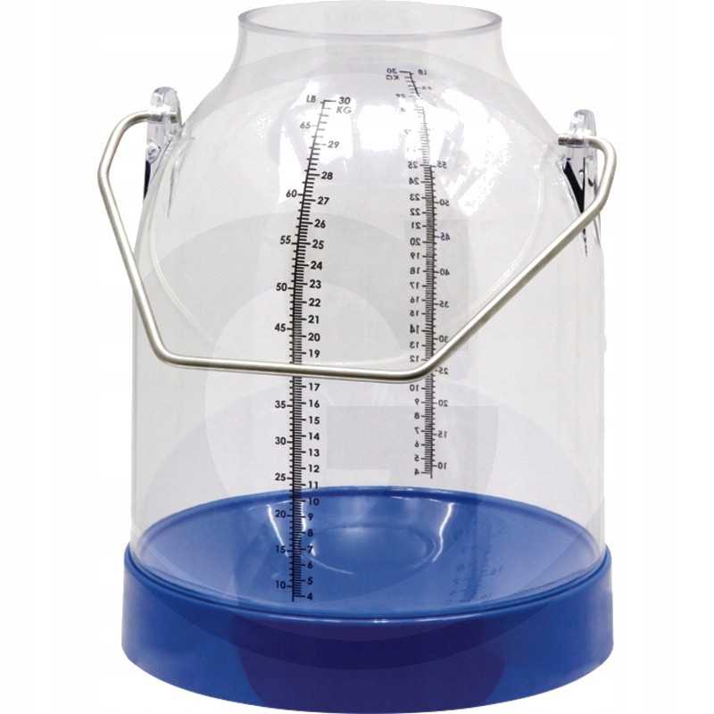 Mėlynas melžimo kibiras, 30l, su dvigubomis svarstyklėmis