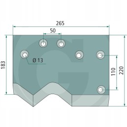 Kairysis pjovimo peilis, storis 8-5mm