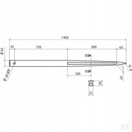 Krautuvas tiesus profilis dvigubas t 42x1400mm
