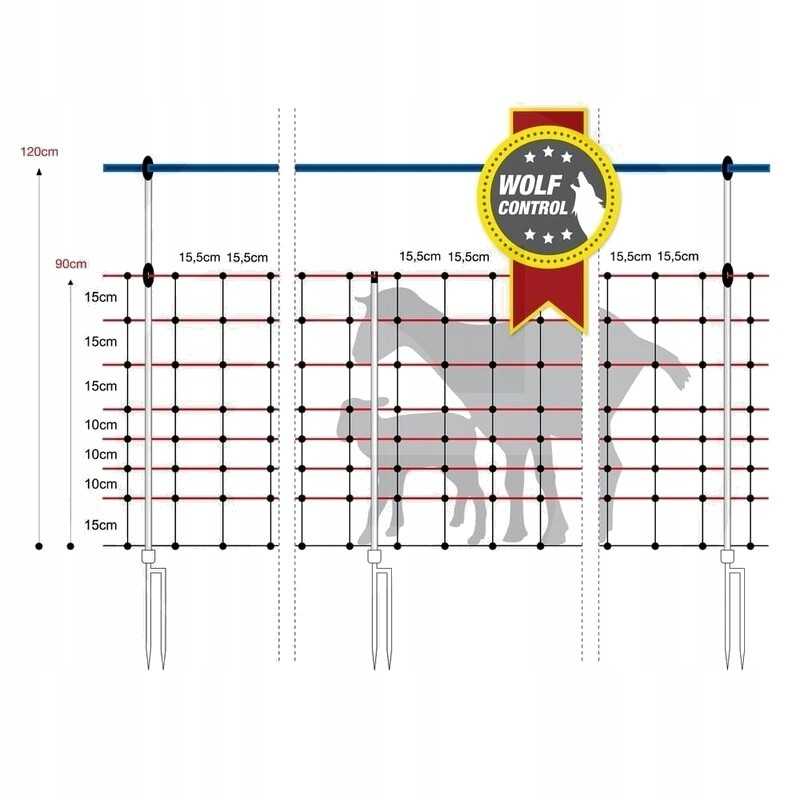 Horizontinis vilkų apsaugos tinklas 50m 0 9