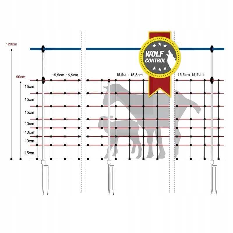 Horizontinis vilkų apsaugos tinklas 50m 0 9