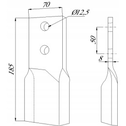 Tiesus plakimo peilis 70x185 Kongskilde