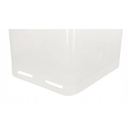 Skaidrus baltas šėrimo kibiras su svarstyklėmis