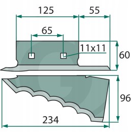 Kairysis peilis, storis 5-3 mm