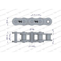 Sustiprinta ritininė grandinė 20ah 1 1 1 4 2 5m Warynski