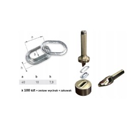 100 vnt ąselių 40x10 brezentui, užspausti ir iškirpti