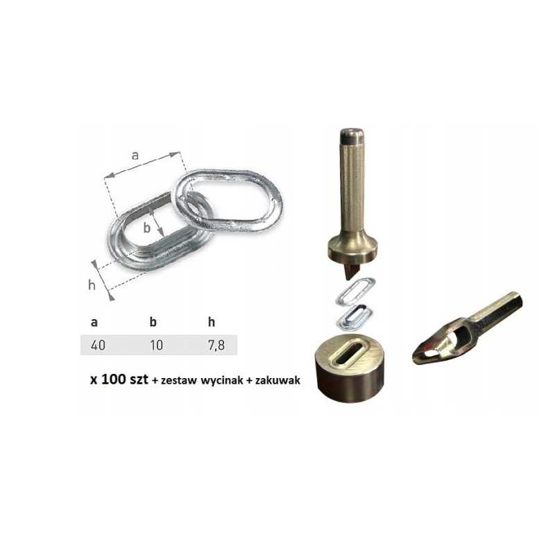 100 vnt ąselių 40x10 brezentui, užspausti ir iškirpti