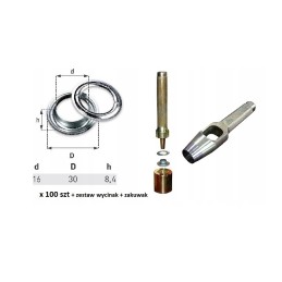 Nerūdijančio plieno ąselės, 100 vnt, diametras 16, gofruotojas ir pjaustytuvas