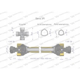 Šarnyrinis ir teleskopinis velenas 910 1400 mm 460 nm 50260