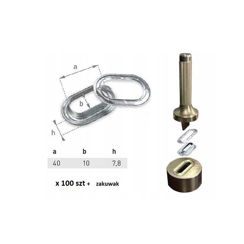 100 kilpelių 40x10 gofruotam brezentui