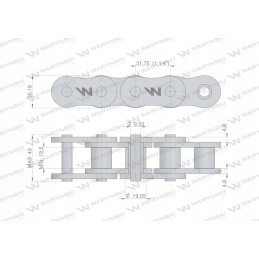 Sustiprinta pramoninė ritininė grandinė 20ah 1 ansi