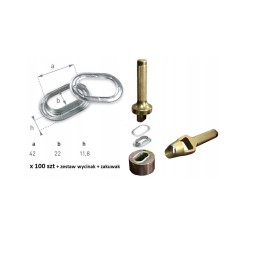 100 vnt ąselių 42x22 brezentui, užspausti ir iškirpti