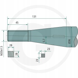 Frontalinis krautuvas, sulenktas 600 mm shw m20x1 5