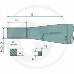 Priekinis krautuvas sulenktas 600 mm shw m20x2