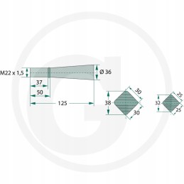 Išlenktas krautuvas l600 m22 60 cm oe 36 mm
