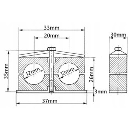 5x dvigubas spaustukas 12 mm, hidraulinių linijų montavimas