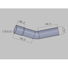 Nerūdijančio plieno išmetimo alkūnė, fi76, 1 mm, su 30 mm lizdu