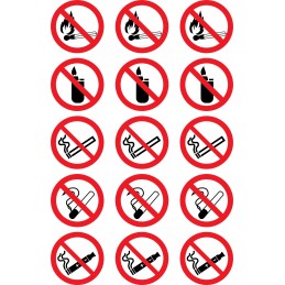 Informaciniai draudžiamieji lipdukai 5 5 cm, darbuotojų sveikatos ir saugos piktogramos