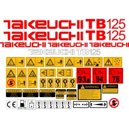 Takeuchi tb125 125 mini ekskavatoriaus lipdukai